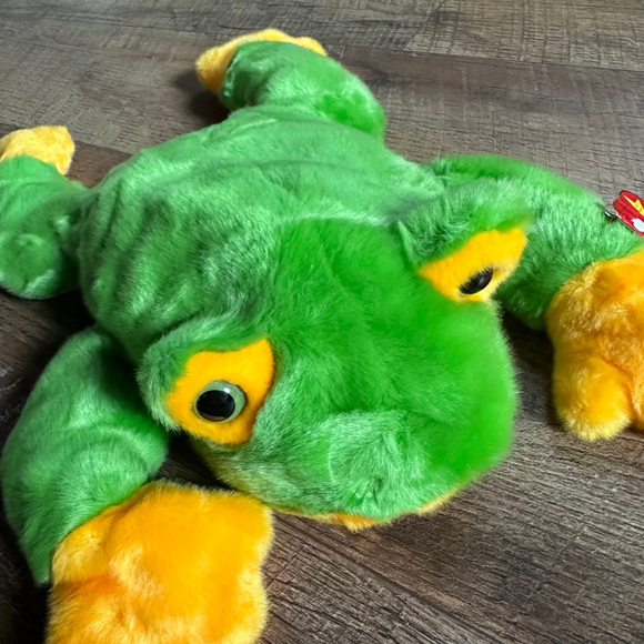Ty Smoochy Green Yellow Frog Stuffed Animal large - Picture 7 of 10